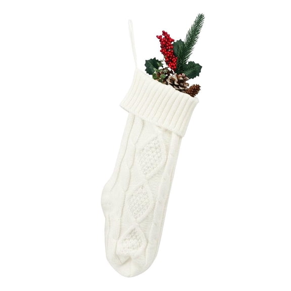 Knitted Christmas Stocking,18inch Large Rustic Xmas Stockings Christmas Candy Gift Socks,Xmas Candy Bag,Holiday and Family Stocking for Fireplace Holiday Party Decoration