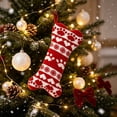 thumbnail image 1 of Knitted Christmas Stocking for Cats & Dogs – Pet Gift Bag with Hanging Loop, Holiday Tree Ornament, Red Polyester Fabric – Paw Print & Snowflake Pattern, 1 of 6