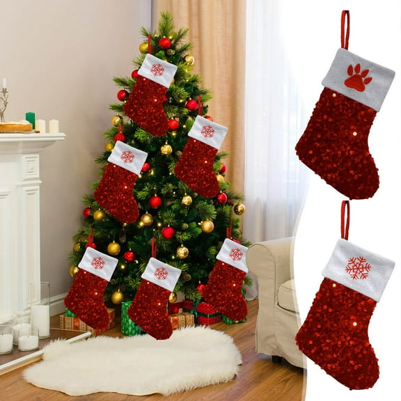 Knitted Christmas Stocking, Embroidered Holiday Stocking for Youth, Candy Gift Bag for Stocking Stuffers and Secret Santa, Knitted Hosiery Gift Bag for Mantel Display and Family Gatherings Sopatenor