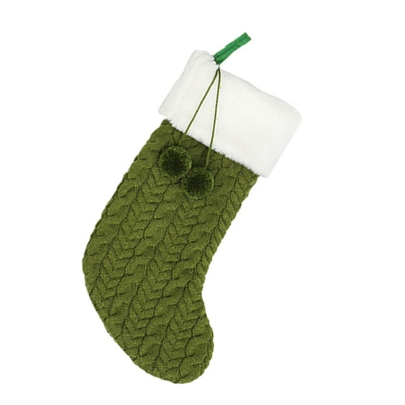 Knitted Christmas Stocking Festival Xmas Stocking Fireplace Hanging Stocking Green