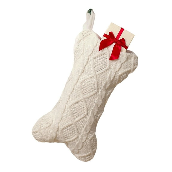 Knitted Christmas Stocking Large Hanging Holiday Stocking Cable Knit Gift Bag Fireplace Mantel Tree Decoration for Festive Display