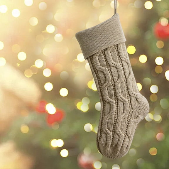 Knitted Christmas Stocking Ornament – 18.1 Inch Narrow Double Sided Wool Style Candy Gift Bag with Snowflake or Tree Design, Festive Mini Stocking for Small Gifts Cards Treats Clearance