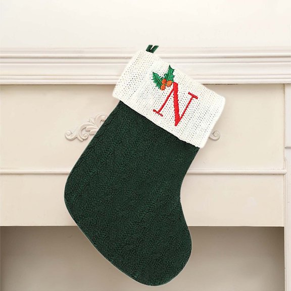 Knitted Christmas Stocking for Fireplace, Spacious Holiday Sock for Festive Mantel Decor(N)