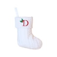 thumbnail image 1 of Knitted Christmas Stockings with Initials, 6.3''x7.8'' White Custom Embroidery Christmas Stockings with Letter, Personalized Xmas Decoration for Holiday Family Party - D, 1 of 6