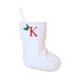 thumbnail image 1 of Knitted Christmas Stockings with Initials, 6.3''x7.8'' White Custom Embroidery Christmas Stockings with Letter, Personalized Xmas Decoration for Holiday Family Party - K, 1 of 5