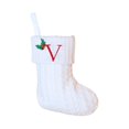 thumbnail image 1 of Knitted Christmas Stockings with Initials, 6.3''x7.8'' White Custom Embroidery Christmas Stockings with Letter, Personalized Xmas Decoration for Holiday Family Party - V, 1 of 6