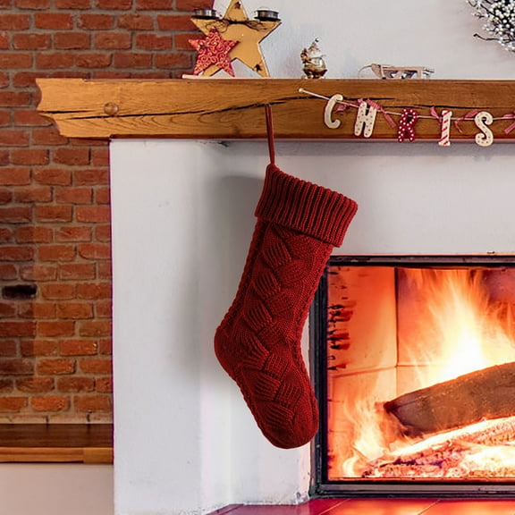 Knitted Christmas Stockings Large Hanging Socks for Holiday Decor, Festive Mantel Display and Family Gatherings, Wool Gift Bags for Candy and Stocking Stuffers As Christmas Party Favors Akmoler