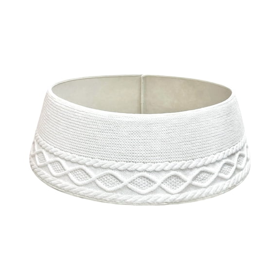 Knitted Christmas Tree Collar, 27.95Inch White Cable Knit Styles Christmas Tree Collars for Artificial Tree, Crossed Diamond Tree Ring Tree skirt for Holiday Home Indoor Decorations Décor Party Gifts