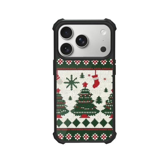 Knitted Christmas Tree Shockproof Case For iPhone 12 13 14 15 16 Pro Max Series – TPU Bumper + Hard PC Back, Air-Cushion Corners