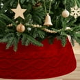 thumbnail image 1 of Knitted Christmas Tree Skirt Collar, Cable Knit Christmas Tree Skirt Xmas Tree Stand Base Cover Rustic Handmade Tree Ring Tree Skirt for Artificial Trees Christmas Farmhouse Home Decor (Red), 1 of 8
