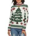 thumbnail image 1 of Knitted Christmas Tree Women's Turtleneck Sweater Long Sleeve Ribbed Fitted Turtle Neck Casual Fall Winter Collection Top M, 1 of 4