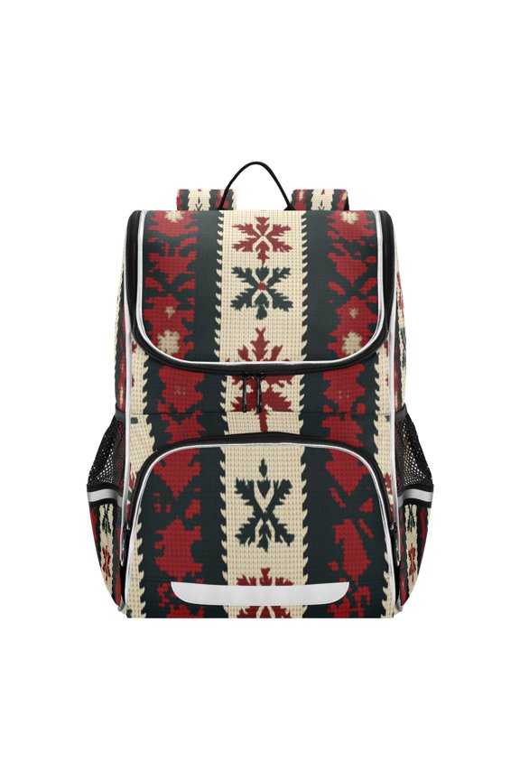 Knitted Christmas Trees Vertical Stripes Backpack Purse Daypack Book Bag Fashion Accessories Unisex 15L for Commute Travel School