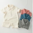 thumbnail image 1 of Knitted Collar Polo Style Waffle Onesie., 1 of 8