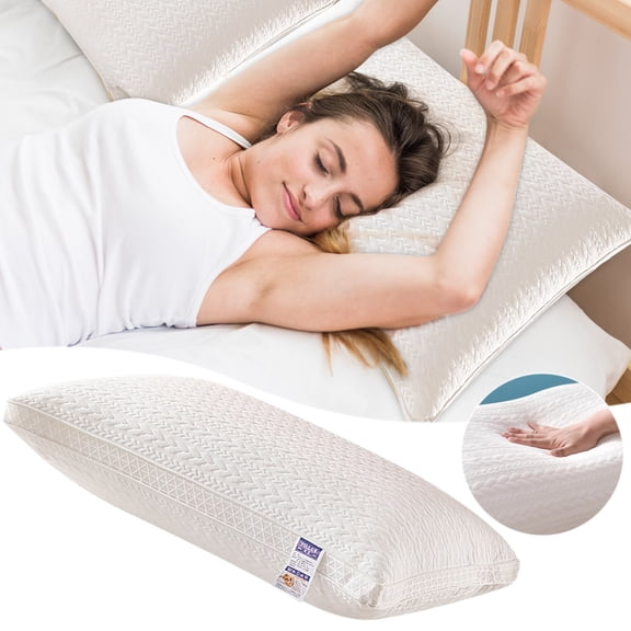 Knitted Cotton Pillow Core 18.90x29.13 Inch Low Profile Wheat Pattern Fiber Filled for Neck Support