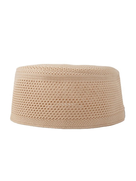 Knitting Hijab Prayer Hat Indian Turban Caps for Adult Breathable Cotton Kufi Round Hat Hat Worships Hat