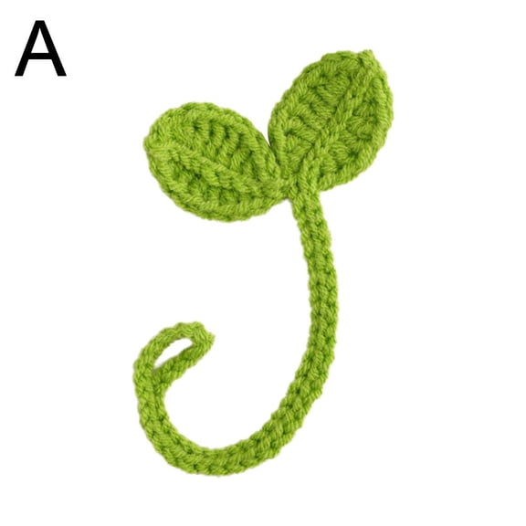 Knitted Crochet Leaf Sprout,Handmade Crochet Plant Bookmark Green Sprout Crochet Bookmark f Ornament,Knitted Leaf Decorative