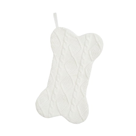 Knitted Dog Christmas Stocking, Bone Shape Christmas Stocking for Dogs Pets, Xmas Fireplace Hanging Stockings for Family Holiday Season Decor Christmas Bags - Child Cute Bone One Claw (White)