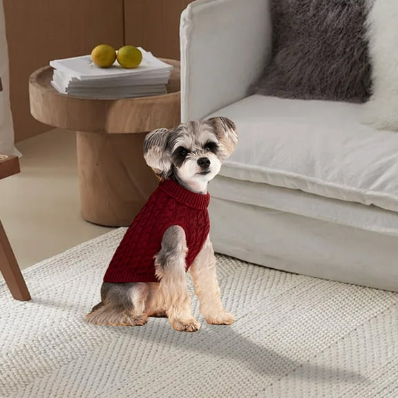 Knitted Dog Sweater with Turtleneck, Warm Winter Pullover Pet Clothing for Small, Medium and Large Dogs, Cozy Cold Weather Apparel for Puppies and Cats
