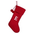 thumbnail image 1 of Knitted Embroidered Christmas Stockings with Large Letters Gift Bag Red Striped Candy Boots Festive Tree Decoration Socks, E, 1 of 3