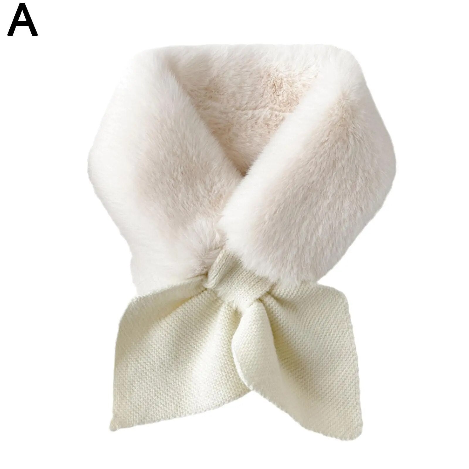 knitted shawl with fur collar