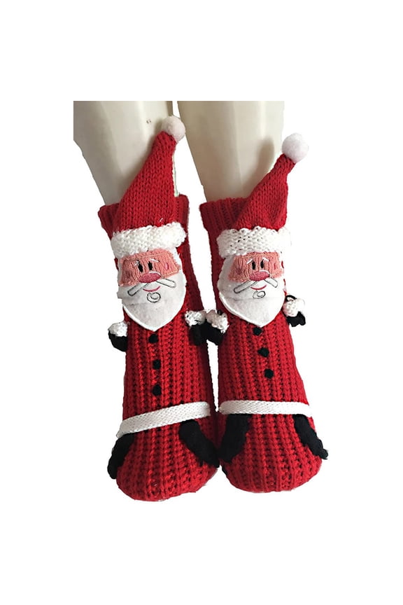Knitted Festival Stocking Cartoon Christmas Socks Anti Slip Cotton Warm Winter Socks For Christmas Teen Decoration