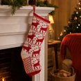 thumbnail image 1 of Knitted Festive Christmas Stocking for Christmas Tree Hanging Decor, Soft Wool Gift Sock Ornament for Fireplace Mantel and Home, 1 of 6