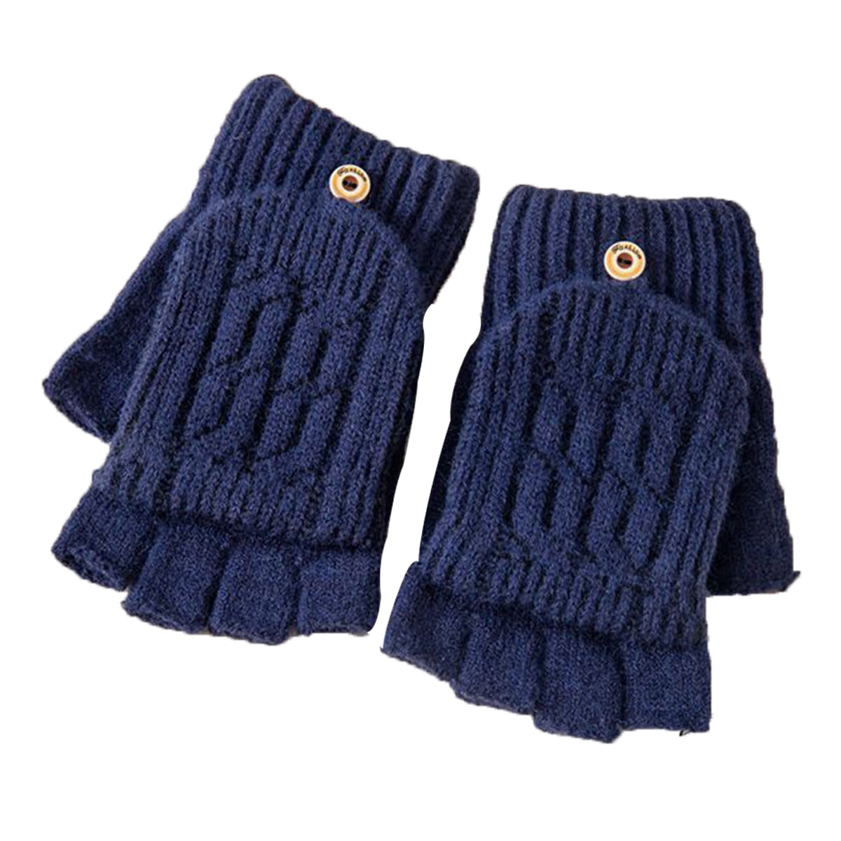 Knitted Fingerless Flip Gloves Winter Warm Gloves for Men Women