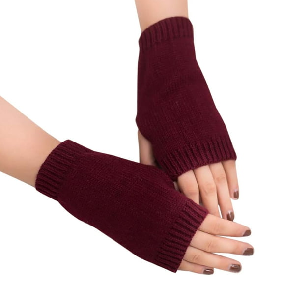Knitted Fingerless Gloves Soft Stretchy Cuff Design Comfortable Half Finger Hand Warmers for Daily Use