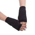 thumbnail image 1 of Knitted Fingerless Gloves Soft Stretchy Cuff Design Comfortable Half Finger Hand Warmers for Daily Use, 1 of 2
