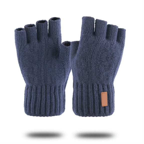 Knitted Fingerless Gloves Winter Thicken Warm Touch Screen Gloves Unisex Outdoor Stretch Elastic Warm Half Finger Cycling Gloves ,Durable and Breathable