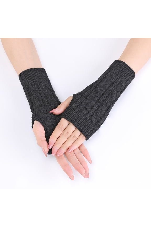 Knitted Fingerless Gloves for Women Winter Thumbhole Wrist Warmer Men Crochet Arm Warmers Hand Mittens