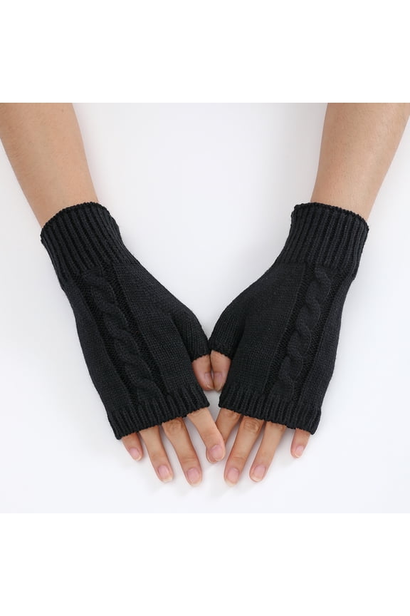 Knitted Fingerless Gloves for Women Winter Thumbhole Wrist Warmer Men Crochet Arm Warmers Hand Mittens