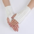 thumbnail image 1 of Vorkoi Knitted Fingerless Gloves for Women Winter Thumbhole Wrist Warmer Men Crochet Arm Warmers Hand Mittens, 1 of 6