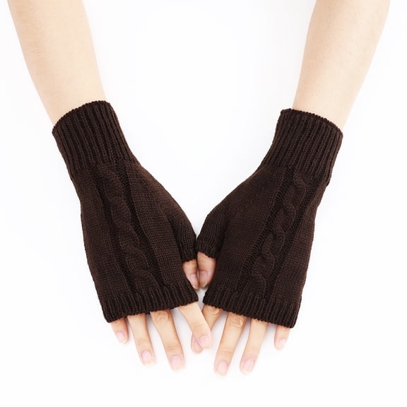 Vorkoi Knitted Fingerless Gloves for Women Winter Thumbhole Wrist Warmer Men Crochet Arm Warmers Hand Mittens