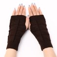 thumbnail image 1 of Vorkoi Knitted Fingerless Gloves for Women Winter Thumbhole Wrist Warmer Men Crochet Arm Warmers Hand Mittens, 1 of 2