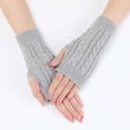 thumbnail image 1 of Vorkoi Knitted Fingerless Gloves for Women Winter Thumbhole Wrist Warmer Men Crochet Arm Warmers Hand Mittens, 1 of 6