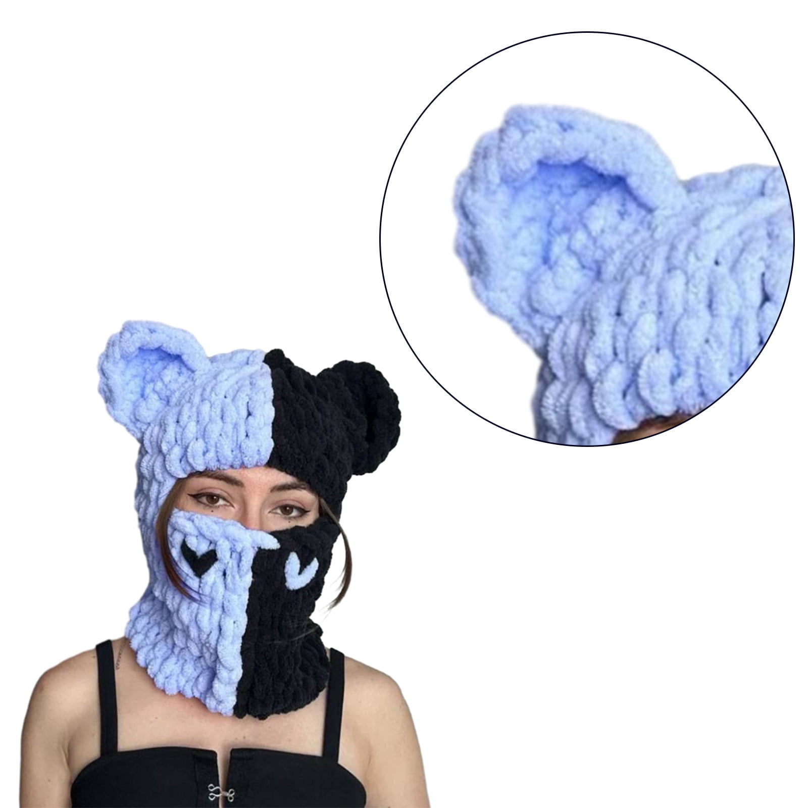 Knitted Full Face Cover Ski Mask for Men, Halloween Thermal Winter Warm Knit for Outdoor Sports