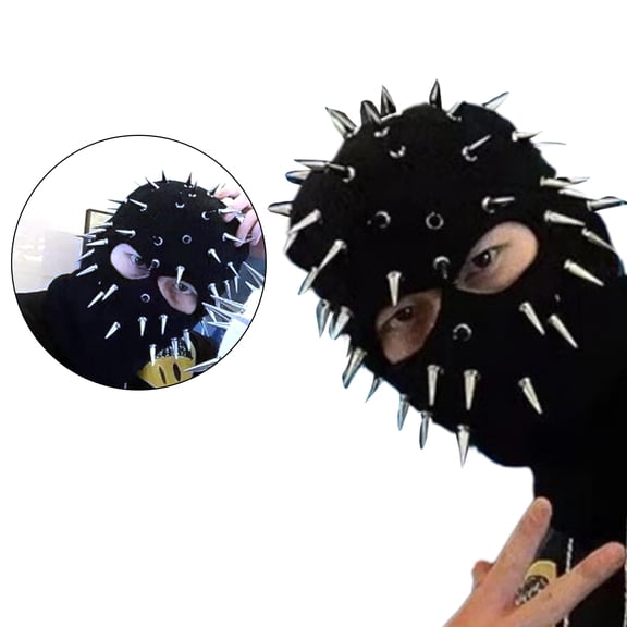 Knitted Full Face Rivet Mask Winter Face Cover for Outdoor Sports Halloween Novelty Knitting