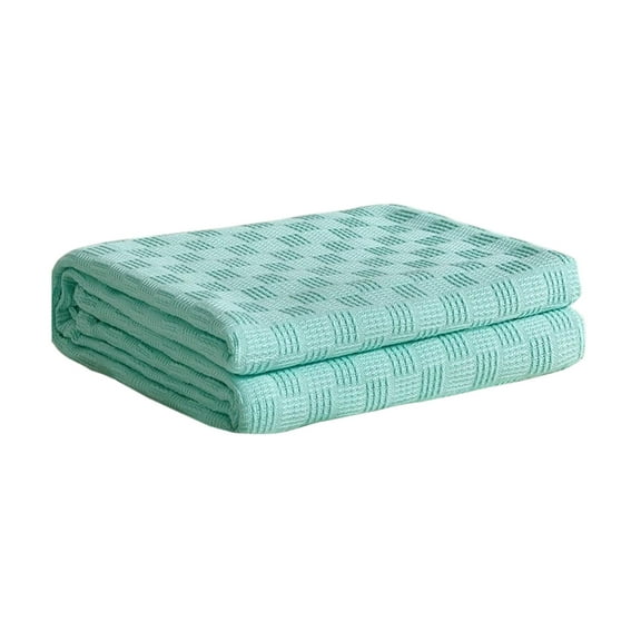 Knitted Gauze Blanket - 2-Layer Thread Lightweight Towel Quilt, Breathable Cooling Blanket for Summer Home Sofa Bed Use ( Green )
