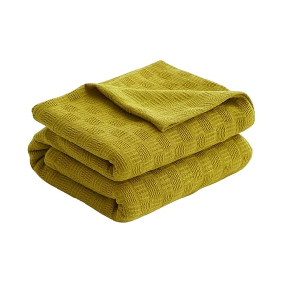 Knitted Gauze Blanket - 2-Layer Thread Lightweight Towel Quilt, Breathable Cooling Blanket for Summer Home Sofa Bed Use ( Yellow )