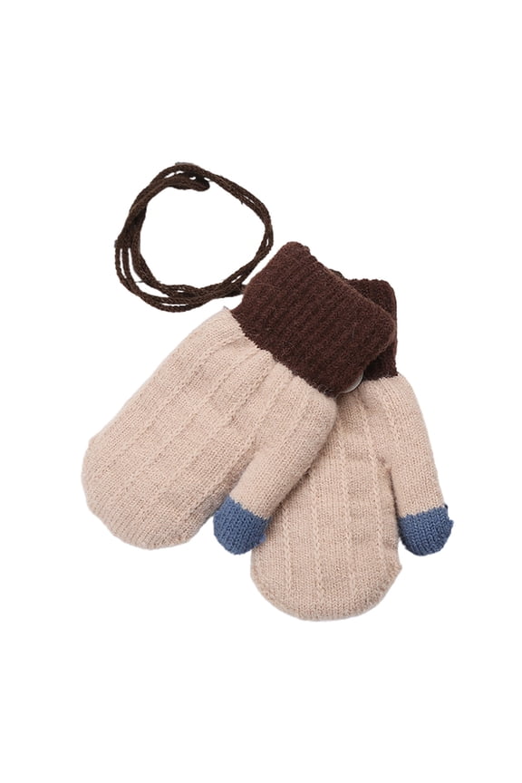 Knitted Gloves Toddler Children Mittens with String Cartoon Fleece Lined Glove