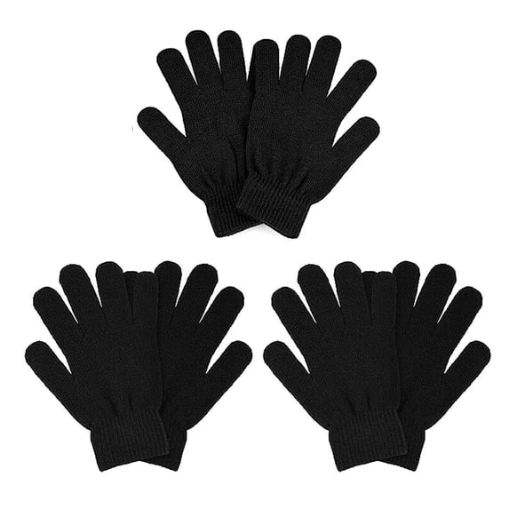 Knitted Gloves For Women Winter Warm Full Finger Mittens For Men Ladies Soft Stretchy Unisex Gloves 6 Pack, Durable Portable Working Fingers Fleece Lined Windproof Gloves(Black,7.3x5.9")