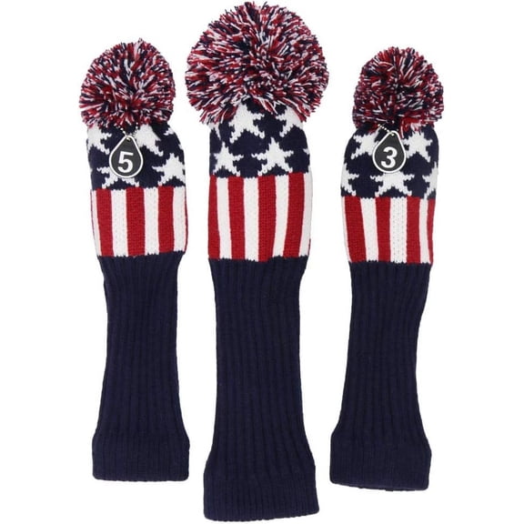 Knitted Golf Club Head Covers for Driver and Fairway Woods Headcovers Set (pack of 3)