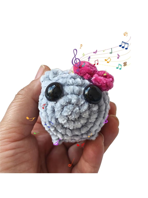 Knitted Hamster Violin Music Box Keychain, Cute Crochet Plush Doll with Sad Melody, Handmade Meme Gift, Bag Backpack Charm Decor
