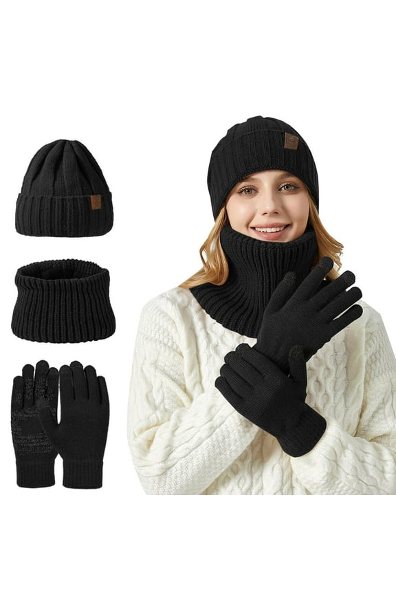 Knitted Hat And Scarf Two Piece Set Unisex Large Head Suitable For Thickened Winter Snowflake Warm Hat