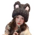 thumbnail image 1 of Knitted Hat Fluffy Rabbit Ears Stylish,Women Warm Thickened Beanie Hat Accessories, 1 of 8