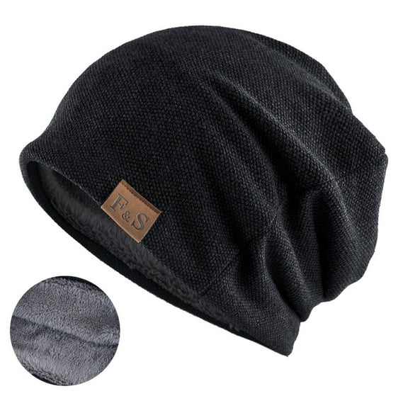 Knitted Hat Plush Lining Casual Hip Hop Super Soft Stretchy Keep Warm Solid Color Women Men Unisex Beanie Cap for Spring Autumn Winter