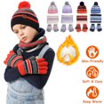 thumbnail image 1 of Moclever Knitted Hat Scarf Gloves for Kids, 3Pcs Unisex Winter Warm Beanie Hat and Glove Scarf Set for 4-7 Year Old Kids, Orange, 1 of 7