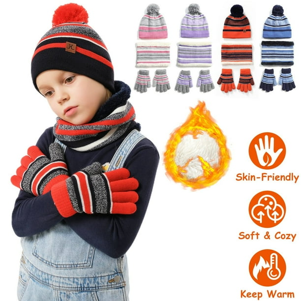 Amazon.com: Kids Winter Hat Gloves Scarf Set: Hats Beanie
