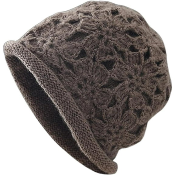Knitted Hat,Stylish Crochet Flower Knit Winter Warmth Stylish Knit Household for Children Adults Female Women